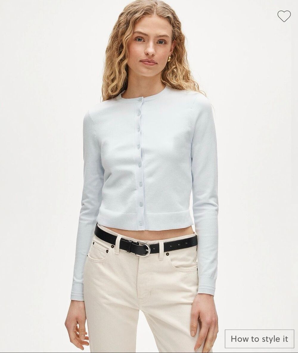 J. Crew Jackie cardigan in premium ultrafine cotton Sheer Blue NWT size Small